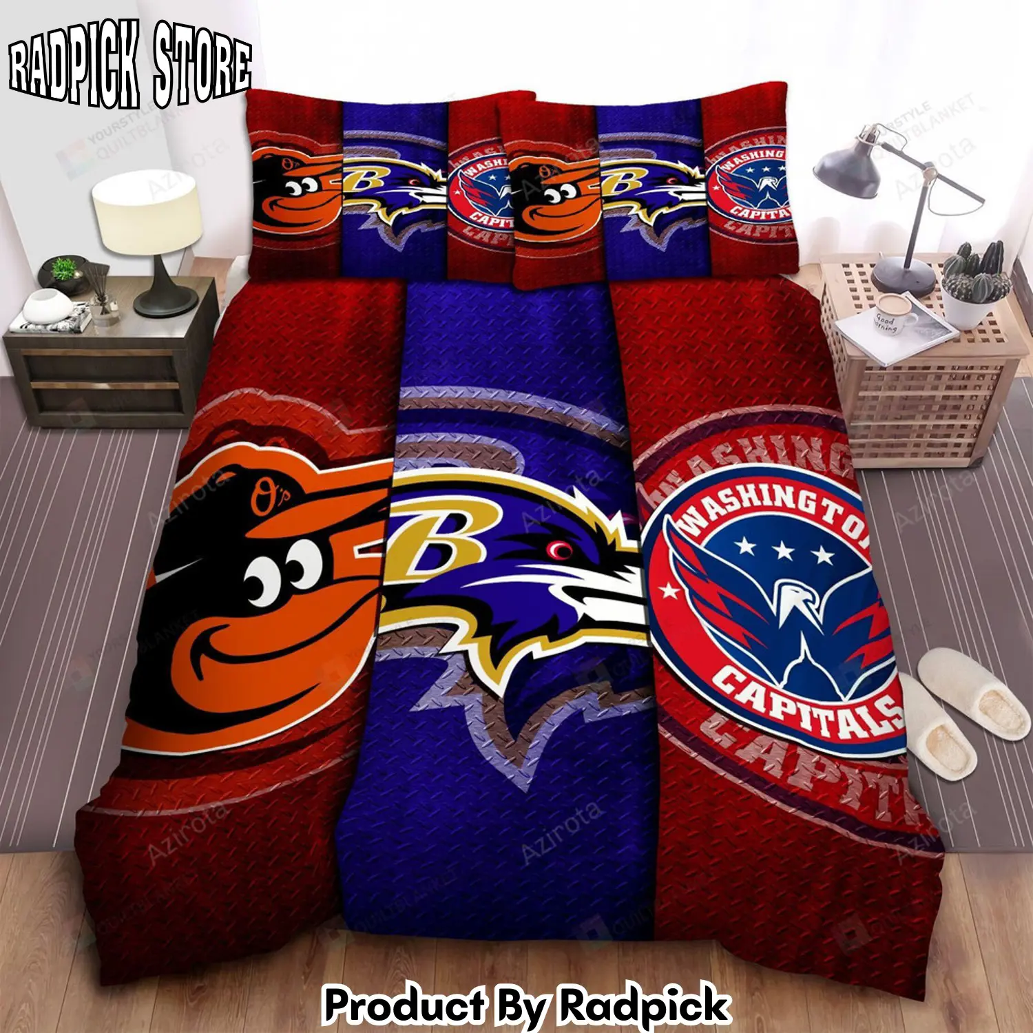 Radpick baltimore orioles baltimore ravens and washington capitals custom bed sheet duvet cover bedding sets rp3278525